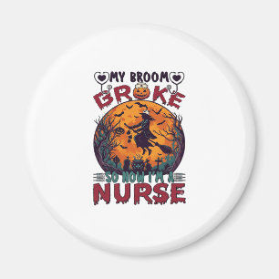Besen Brachte Krankenschwester Halloween Hexe Voll Magnet