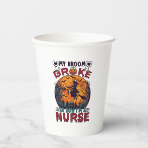Besen Brachte Krankenschwester Halloween Hexe Voll Pappbecher