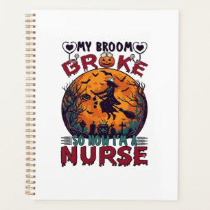 Besen Brachte Krankenschwester Halloween Hexe Voll Planer