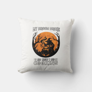 Besen Gebrochen Kochen Hexenkessel Vollmond Kissen