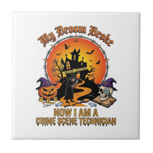 Besen Gebrochen Tatorttechnikerin Halloween Hexe Fliese