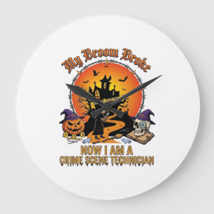 Besen Gebrochen Tatorttechnikerin Halloween Hexe Große Wanduhr