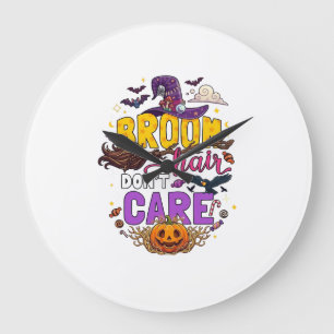 Besen Haar Egal Halloween Hexenhut Kürbis C Große Wanduhr