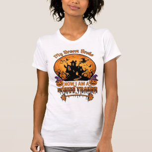 Besen kaputt Halloween Fitness-Trainer Hexe Kürbis T-Shirt