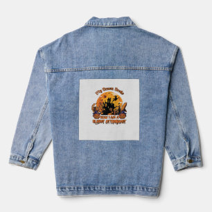 Besen kaputt jetzt bin ich Flugbegleiter Halloween Jeansjacke