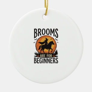 Besen sind für Anfänger Vintage Halloween Hexe D Keramik Ornament
