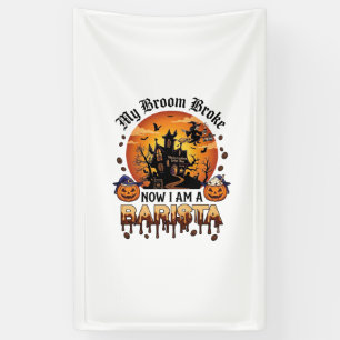 Besen Zerbrochener Barista Halloween Hexe Kaffee K Banner