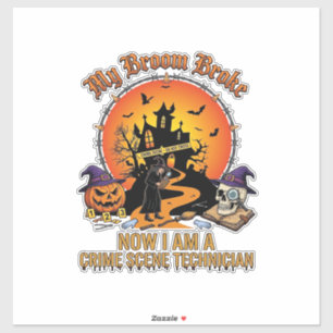 Besenbruch-Tatorttechnikerin Halloween Hexe Aufkleber