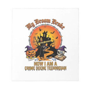 Besenbruch-Tatorttechnikerin Halloween Hexe Notizblock