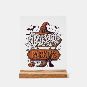 Besenparkplatz Halloween Hexenhut Besen Schwarz Acrylschild
