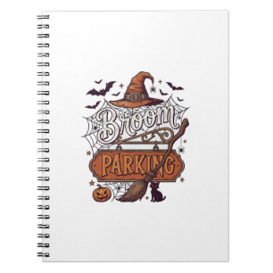Besenparkplatz Halloween Hexenhut Besen Schwarz Notizblock