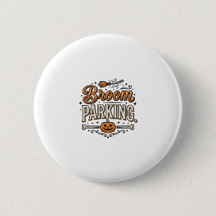 Besenparkplatz Halloween Vintage Hexenvektor-Desig Button