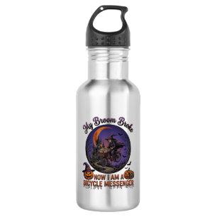 Besensch Sweep Fahrrad Kurier Hexe Halloween Mond Edelstahlflasche