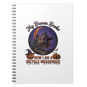 Besensch Sweep Fahrrad Kurier Hexe Halloween Mond Notizblock