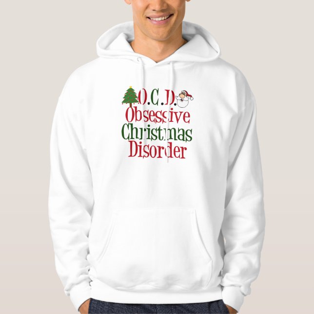 Besessene Weihnachtsstörungs-lustiges rotes Grün Hoodie (Vorderseite)