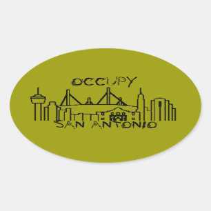 Besetzen Sie San Antonio Ovaler Aufkleber