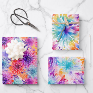 Besetzt florale Gefärbte Krawatte Muster Set 2 Geschenkpapier Set