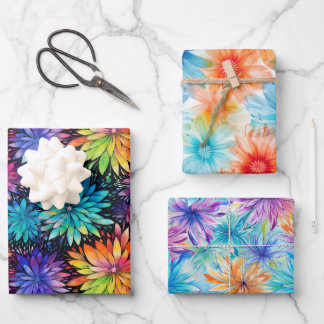 Besetzt florale Gefärbte Krawatte Muster Set 3 Geschenkpapier Set