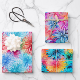 Besetzt florale Gefärbte Krawatte Muster Set 7 Geschenkpapier Set