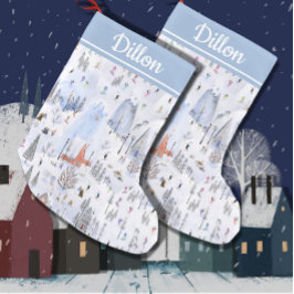 Besetzt Snowy Mountain Alpendorf Kleiner Weihnachtsstrumpf