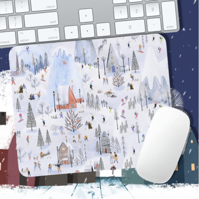 Besetzt Snowy Mountain Alpendorf Mousepad (Von Creator hochgeladen)