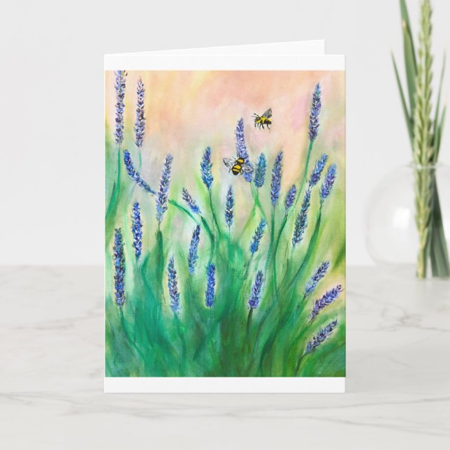 Besetzte Bienen auf der Salvia Card<Blank Inside> Einladung (Vorderseite)