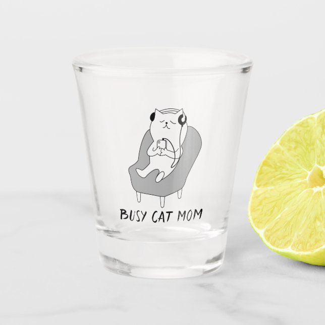 Besetzte Cat-Mama Schnapsglas (Vorderseite)