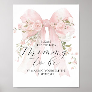 Besetzte Mama Ansprache Floral Bow Girl Babydusche Poster