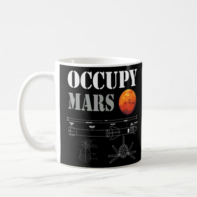 Besetzte Mars-Starship-Rakete Kaffeetasse (Links)