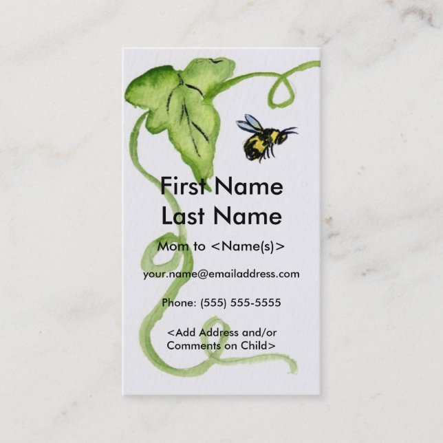 Besetztes Honey Bee Custom Foto, Playdate Cards ge Telefonnummerkarte (Vorderseite)