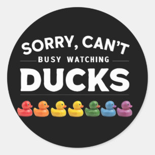 Besetztes Uhrendesign für Ducks Rubber Duck Runder Aufkleber