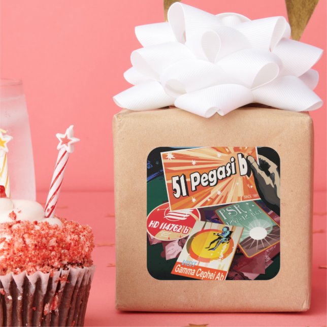 Besichtigen Sie das erste Exoplanet-System von auß Quadratischer Aufkleber (Party)