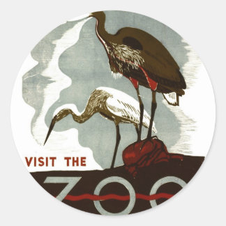 Besichtigen Sie den Zoo - WPA-Plakat - Runder Aufkleber