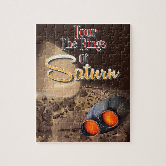 Besichtigen Sie die Ringe des Saturn Travel Poster Puzzle (Vertikal)