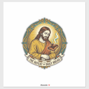 Besiegter Jesus raucht verbrannte Toast Frühstück Aufkleber