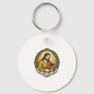 Besiegter Jesus raucht verbrannte Toast Frühstück Schlüsselanhänger