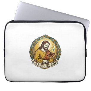 Besiegter Jesus raucht verbrannten Toast Frühstück Laptopschutzhülle