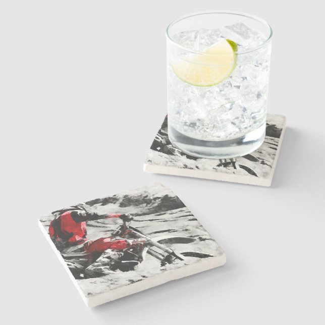 Besitzer des Berges - Motocross Racer Dirt-Bike Steinuntersetzer (Seitenansicht)