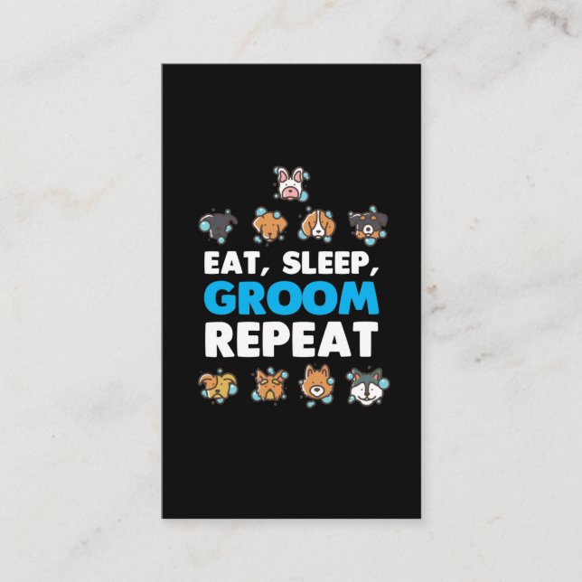 Besitzer des Hundes mit Waschsalons Visitenkarte (Vorderseite)