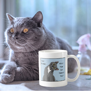 Besitzer einer lustigen grauen Katze namens Blue Kaffeetasse