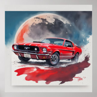 Besitzt ein Stück eines roten Ford Mustang GT! Poster