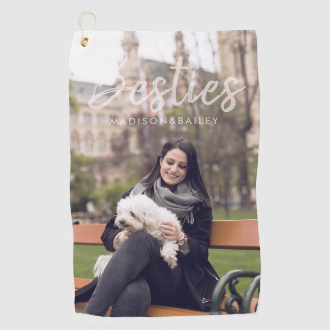 Besoldung| Custom Pet Foto and Name Typografie Golfhandtuch (Vorderseite)