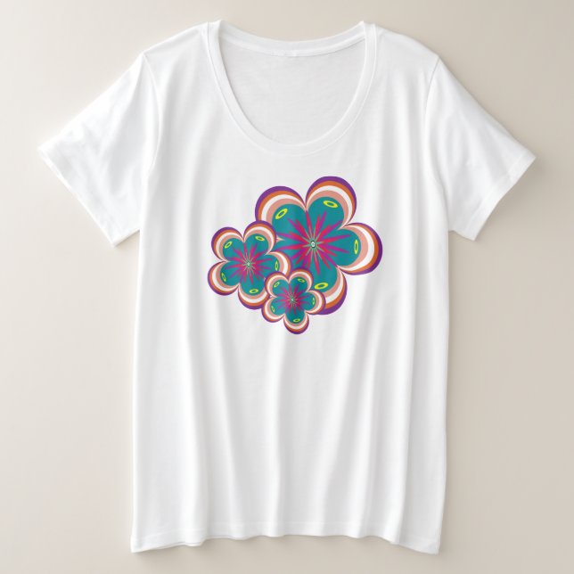 Besondere Blüten plus Größe T - Shirt für Frauen (Design vorne)