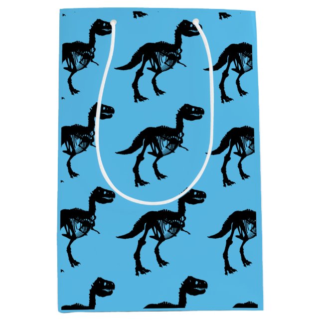Besondere Dinosaurier-Skelettbeutel Mittlere Geschenktüte (Vorderseite)