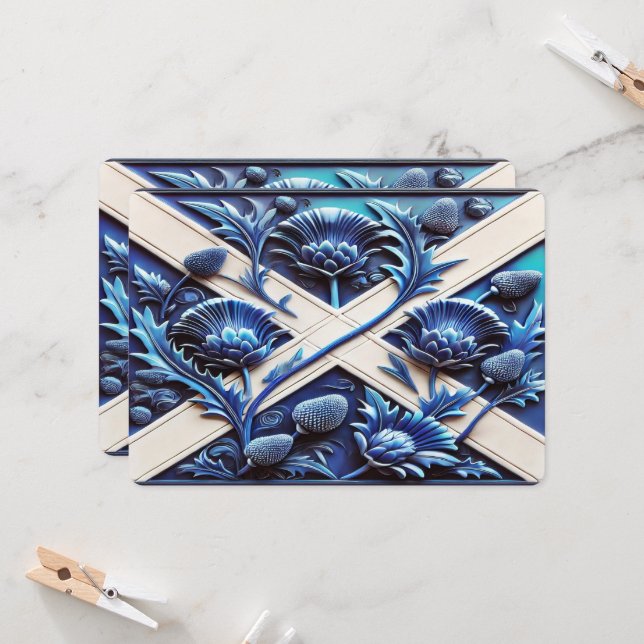 Besondere Einladungen mit schottischen Thistles (Vorderseite/Rückseite Beispiel)