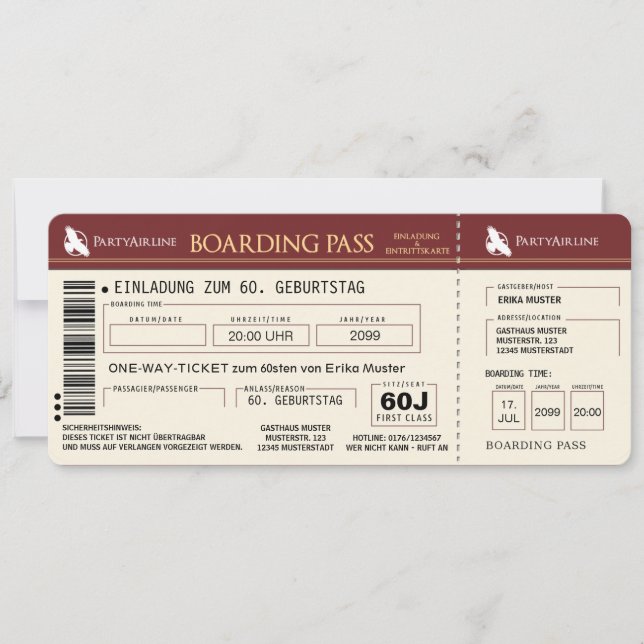 besondere Einladungskarte zum 60. Geburtstag Einladung (Vorderseite)