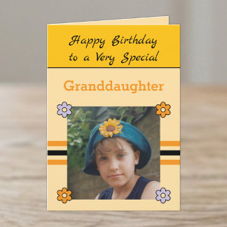 Besondere Enkelin Foto Orange Lila Geburtstag Karte