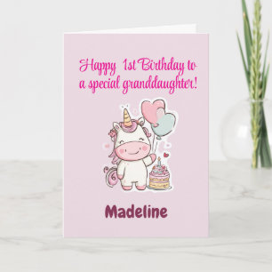 Besondere Enkelin, Personalisierter 1. Geburtstag Karte