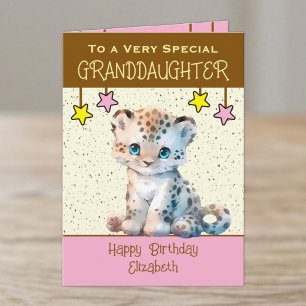 Besondere Enkeltochter Leopard Kinder brauner Gebu Karte