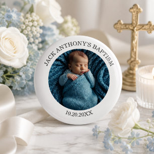 Besondere Foto-Jungen-Taufe-Begünstigung Button